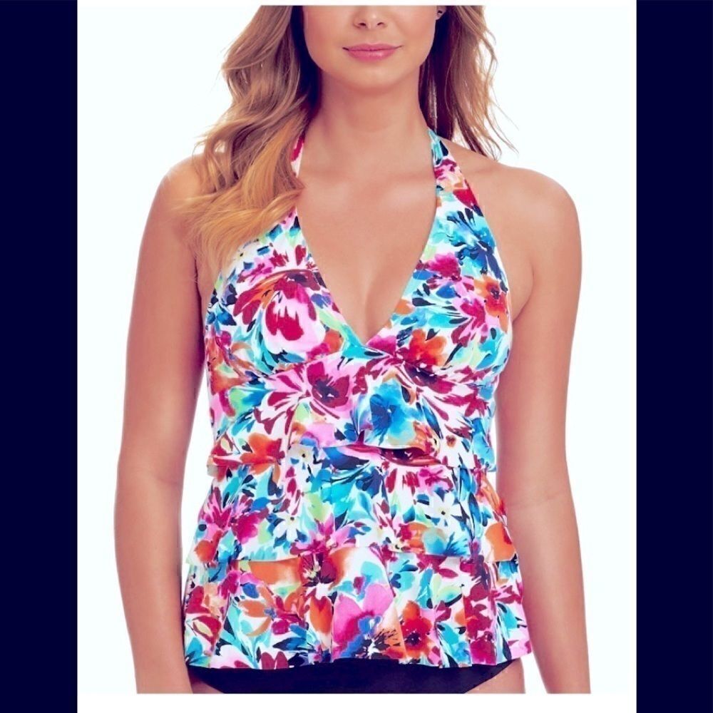 Swim solutions la Belle fleur tankini top Size 14